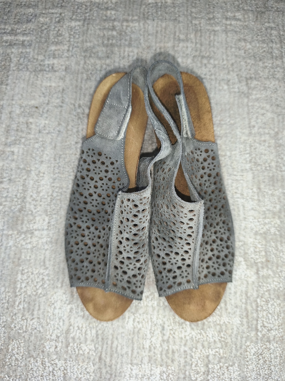 A.Gianetti Womens Sandals Size 10 Gray Leather Made In Italy Open Toe Wedge Heel - Picture 2 of 11